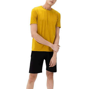 T-shirt col rond jaune moutarde pour homme, manches courtes, décontracté, été, basique, personnalisable, logo OEM ODM, vente en gros de vêtements - Product Image 5