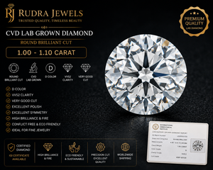 Diamante Cultivado en Laboratorio CVD, Corte Brillante Redondo, 1ct-1.1ct, Color D, VVS2, Piedra Suelta, Suministro de Fábrica - Product Image 3