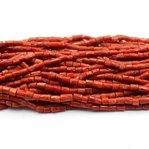 Natural Italian Red Coral Smooth Tube Shape <b>Beads</b>, Handmade loose Gemstone 18"Inch <b>Beads</b>, Factory <b>Direct</b> Small Size <b>Beads</b> - Product Image 3
