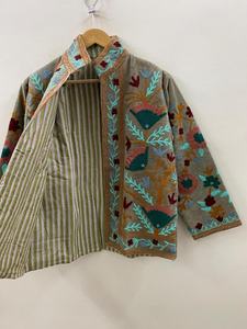 Handmade Velvet Suzani Embroidered <b>Jacket</b> Statement Festival <b>Jacket</b> Boho Floral Velvet Outerwear Winter Warmed Coat Gift For Her - Product Image 2