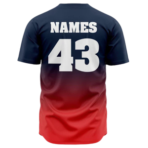 Camiseta de Béisbol Personalizada para Hombre, con Botones, Degradado Azul Marino y Rojo, Transpirable, Uniforme de Equipo de Softbol, Camisa Deportiva - Product Image 3
