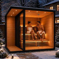 Sauna de Exterior de Madera de Cedro, Estilo Finlandés, Moderna y Tradicional, de Lujo, Personalizable, para 2, 4, 6, 8 o 10 Personas, Marca Kaitong