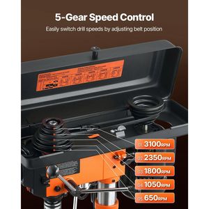 Trapano a Colonna da Banco Regolabile a 5 Velocità, 3.2 Amp, Telaio in Ghisa da 10 Pollici con 650/1050/1800/2350/3100 Giri/min - Product Image 3