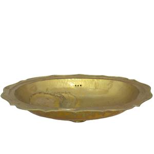 Lavabo Decorativo de Latón Dorado, Forma Ovalada, Lavabo de Sobremesa Premium para Baño con Borde Festoneado, Decoración Artística Premium - Product Image 1