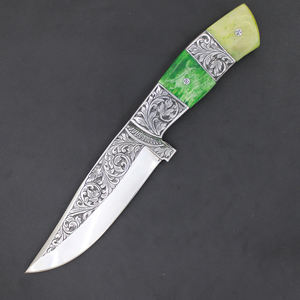 Magnifique couteau de cuisine professionnel en acier Damas de haute qualité, avec manche gravé en cuivre blanc, article le plus vendu - Product Image 6