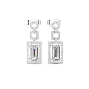 14K Yellow <b>Gold</b> Round & Baguette Lab-Grown Diamond Engagement <b>Earrings</b> for Women | New Grown Diamond - Product Image 3