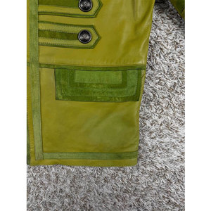 Veste en cuir 100% HAUTE QUALITÉ verte, style gothique punk Napoléon, pour hommes, taille XL, vente en gros d'usine, OEM ODM - Product Image 6