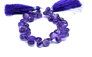 Cuentas de Amatista Facetadas de Calidad AAA, Forma de Corazón, 8-9 mm, 8 Pulgadas, Orificio de 0.40 mm, Cuentas Briolette Perforadas en la Parte Superior para la Fabricación de Joyas - Product Image 3