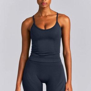 Ladies <b>Cross</b> Back Design Lightweight 220 Grams Jersey Front Tank <b>Top</b> Summer Casual Yoga Wear Workout - Product Image 1