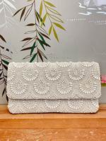 Pochette de Soirée en Toile Brodée et Perlée Faite Main Raffinée, Sac à Main de Luxe Personnalisable pour Cérémonie Nuptiale, Tendance et Sur Mesure