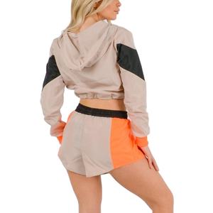 Custom Lightweight Full Zipper <b>Nylon</b> Color Block Shell Suit Short Crop Top Windbreaker Short Jogging Set Tracksuit for Women2026 - Product Image 3