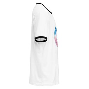เสื้อยืดคอกลมสไตล์เรโทรสำหรับทุกเพศทุกวัย รุ่นอีสเทิร์น รีเจียน ที ชิร์ต สีขาวดำ แต่งขอบตัดกัน ใส่สบายทุกวัน - Product Image 4