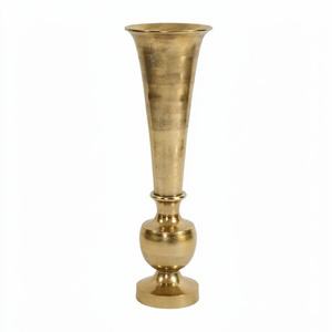 Aluminum Metal Round Shape Gold Plated Coastal Iron Flower <b>Vase</b> Fancy Style Luxury Handmade Hot Selling Excellent Quality - Product Image 1