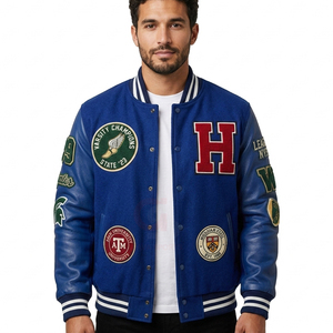 Veste de baseball universitaire en cuir et laine brodée chenille vintage pour homme, style varsity, avec manches en cuir, poids lourd, OEM - Product Image 5