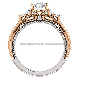 Anillo de compromiso de corte de 3,75 quilates más buscado, oro blanco de 14K, banda de boda de moissanita, piedra de diamante, chapado en oro, regalo para bodas - Product Image 6