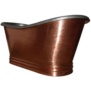 Baignoire autoportante en cuivre ovale, baignoire en métal artisanale classique sans couvercle pour la maison, l'hôtel, la salle de bain - Artisanat indien - Product Image 4