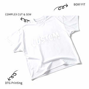 Camiseta de Verano para Mujer, Personalizada, Oversize, Corte Cuadrado, 240g, Algodón, Manga Corta, Estilo Hip Hop, Ecológica, Transpirable, Anti-Encogimiento, Anti-Arrugas, Color Sólido - Product Image 4