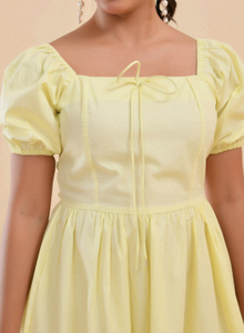 Vestido de Verano para Mujer, Color Amarillo Sólido, Elegante, Informal, para Oficina o Aire Libre, Cómodo, Ligero, 100% Algodón - Product Image 3