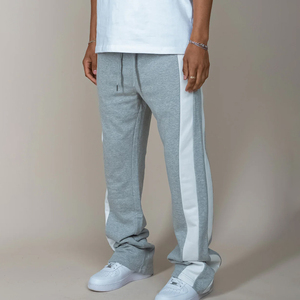 Pantalon évasé tendance pour homme, broderie personnalisée, léger, color block, joggers évasés, pantalon de survêtement empilé - Product Image 3