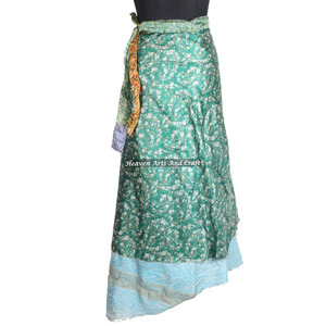 Nuevas faldas de seda al por mayor: Faldas mágicas cruzables en línea, faldas reversibles de sari de seda reciclada para fiestas en la playa. - Product Image 1