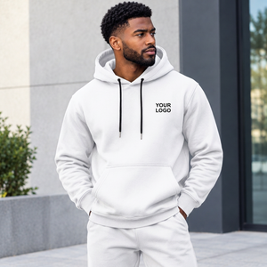 Sweat-shirt à capuche brodé pour homme en molleton de coton avec design personnalisé sur la poitrine pour vêtements décontractés haut de gamme - Product Image 2