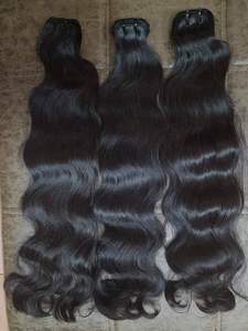 Extensions de cheveux humains vierges indiens avec fixation par clips, trame simple nouée à la main, style noir, emballage - Product Image 5