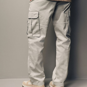 100% Cotton Men's Cargo <b>Jogger</b> Pants Multi Pocket Streetwear Track Trousers Flare <b>Stacked</b> Sweatpants Loose Fit Casual Pants Men - Product Image 3