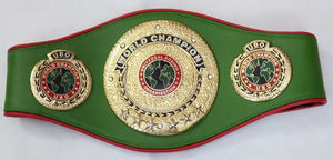 Ceinture de championnat personnalisée verte avec drapeaux du monde et emblèmes portraits, design en métal - Product Image 4