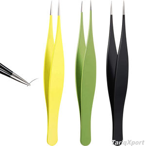 Juego de Pinzas Profesionales Hechas a Mano de Acero Inoxidable Curvado ESD con Punta Inclinada para Cejas, Ligeras, para Vello Encarnado - Product Image 2