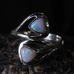 Australian Opal Ring Multi <b>Fire</b> Stone 925 Sterling Silver Jewelry Adjustable Size Gift For Her Handmade Jewelry One Of A Kind MS - Product Image 1