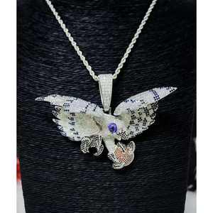 Elegante Colgante de Plata Pura con Forma de Águila, con Moissanita y Detalles de Gemas, Diseño Único de Alas, Joyería Hip-Hop para Hombres y Mujeres - Product Image 2