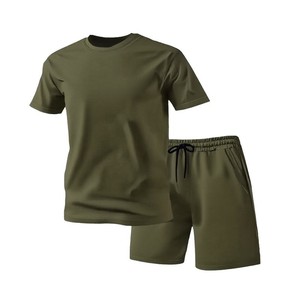 MANWA <b>Men's</b> <b>Brown</b> Polyester Solid T-<b>Shirt</b> and Shorts Set Breathable Athletic Summer Wear 320g Digital Printed for Adults - Product Image 1