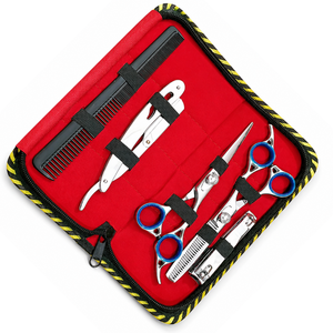 Kit de ciseaux de barbier professionnels en acier inoxydable avec lame tranchante, design pour droitiers et manche long - Product Image 4