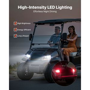 Kit Luci per Golf Cart Omologato per Uso Stradale, Faro LED 12 Volt e Luce Posteriore con Cablaggio, Indicatori di Direzione e Interruttore Luci di Emergenza - Product Image 4