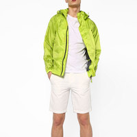 Veste matelassée à capuche vert citron pour homme BIG TEN APPAREL, col montant, fermeture éclair, coupe régulière, pour l'hiver et la randonnée