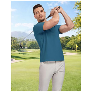 Camiseta Polo Azul Verde para Hombre, Manga Corta, Casual, Lisa, Tejido Transpirable, Logotipo Personalizado, OEM, ODM Disponible - Product Image 3