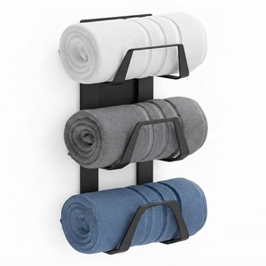 Toallero de pared rústico de hierro forjado con diseño de 3 niveles en espiral, organizador de baño de metal vintage para toallas enrolladas de invitados - Product Image 5