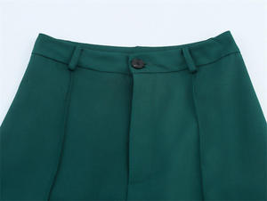 Pantalones Casuales de Pierna Ancha para Hombre, Cintura Media, Verde Oscuro, 100% Algodón, Cintura Elástica, Antiarrugas, Pantalones de Lona para Invierno - Product Image 2