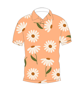 Polo personnalisé à sublimation motif floral marguerite, manches courtes, léger, respirant, décontracté, pour l'été, idéal pour le golf - Product Image 1
