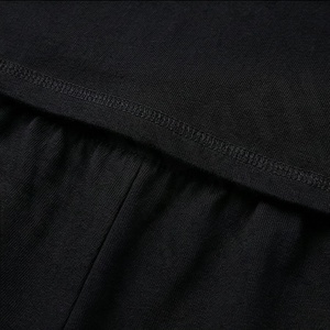 Conjunto Casual de 2 Piezas para Mujer, Tejido en Algodón, Camiseta de Manga Corta con Bolsillo y Pantalones Cortos por Encima de la Rodilla, Color Negro Sólido, Corte Holgado, Primavera, Talla S - Product Image 5