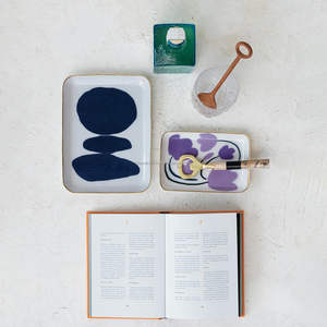 Plateau de service en fer émaillé fait à la main à forte demande Illustration richement détaillée Pratique Table à manger pour la maison Utiliser toutes les pièces I - Product Image 2