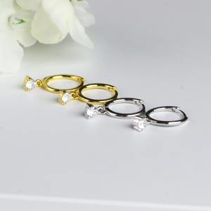 Pendientes de Aro Pequeños con Circonitas Cúbicas, Oro Sólido de 14K, Pendientes de Aro Pequeños Minimalistas, Joyería Elegante, Regalo para Mujer, Fiesta - Product Image 6