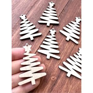Décorations de Noël rustiques en bois en gros : étoiles suspendues, tranches de bois, artisanat, décorations de maison pour les fêtes, fournitures de pendentifs DIY pour sapin - Product Image 1