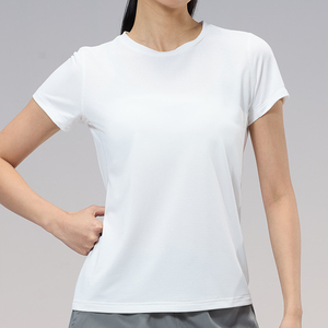 Camiseta Deportiva Ecológica de Manga Corta con Cuello Redondo y Estampado a Cuadros para Mujer, 100% Algodón, Secado Rápido, para Verano, Gimnasio y Deportes - Product Image 4