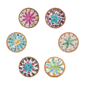 Sous-verres et sets de table en rotin écologique durable de haute qualité avec nacre – Meilleures ventes, décoration d'intérieur haut de gamme, vente en gros - Product Image 2