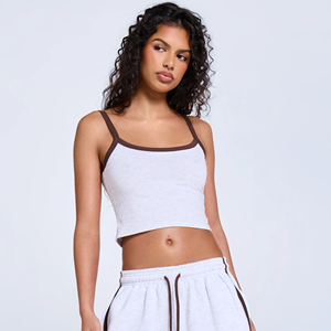 Camisole Courte Femme à Bordures Contrastantes en Coton Spandex Premium Style Y2K Streetwear – Haut Cami Tendance Boutique, Logo Personnalisé, OEM, Vente en Gros - Product Image 1