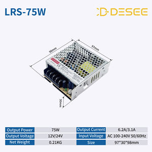 हॉट सेलिंग देसी lrs श्रृंखला 75w 24v AC-DC अल्ट्राथिन बिजली की आपूर्ति, नेतृत्व प्रकाश व्यवस्था के लिए 88% दक्षता - Product Image 1