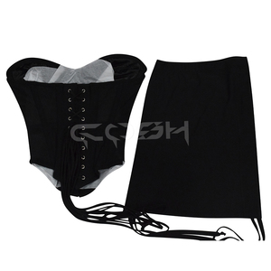 Corsé de malla elástica negro de calidad premium para club y uso diario con falda - Product Image 6