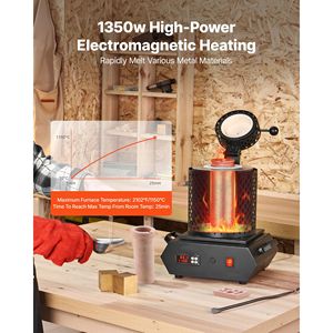 Forno per Fusione Gioielli 1350W 2102F PID Digitale con Crogioli in Ceramica da 1kg e 3kg e Guanto Isolante - Product Image 4
