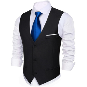 Gilet décontracté personnalisé pour homme, à carreaux, col en V, coupe ajustée, en tissu peigné écologique, idéal pour superposition de costumes formels ou professionnels - Product Image 4